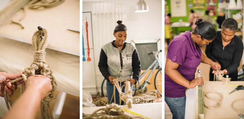 Mzansi Makers creating macrame
